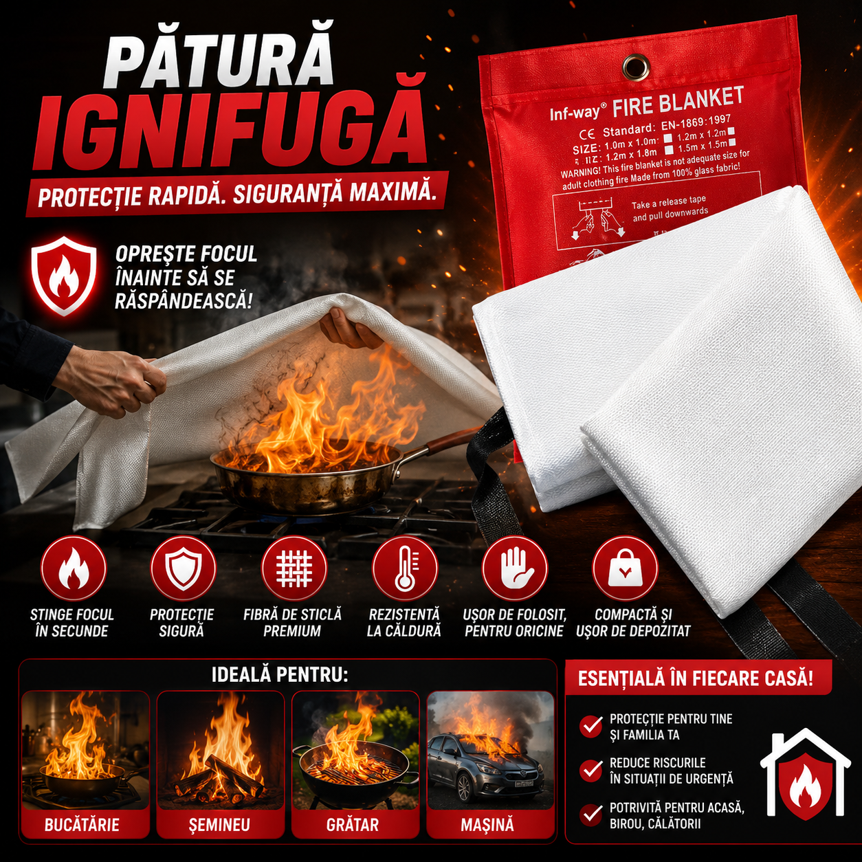 Pătură Anti-Incendiu FireProtect™