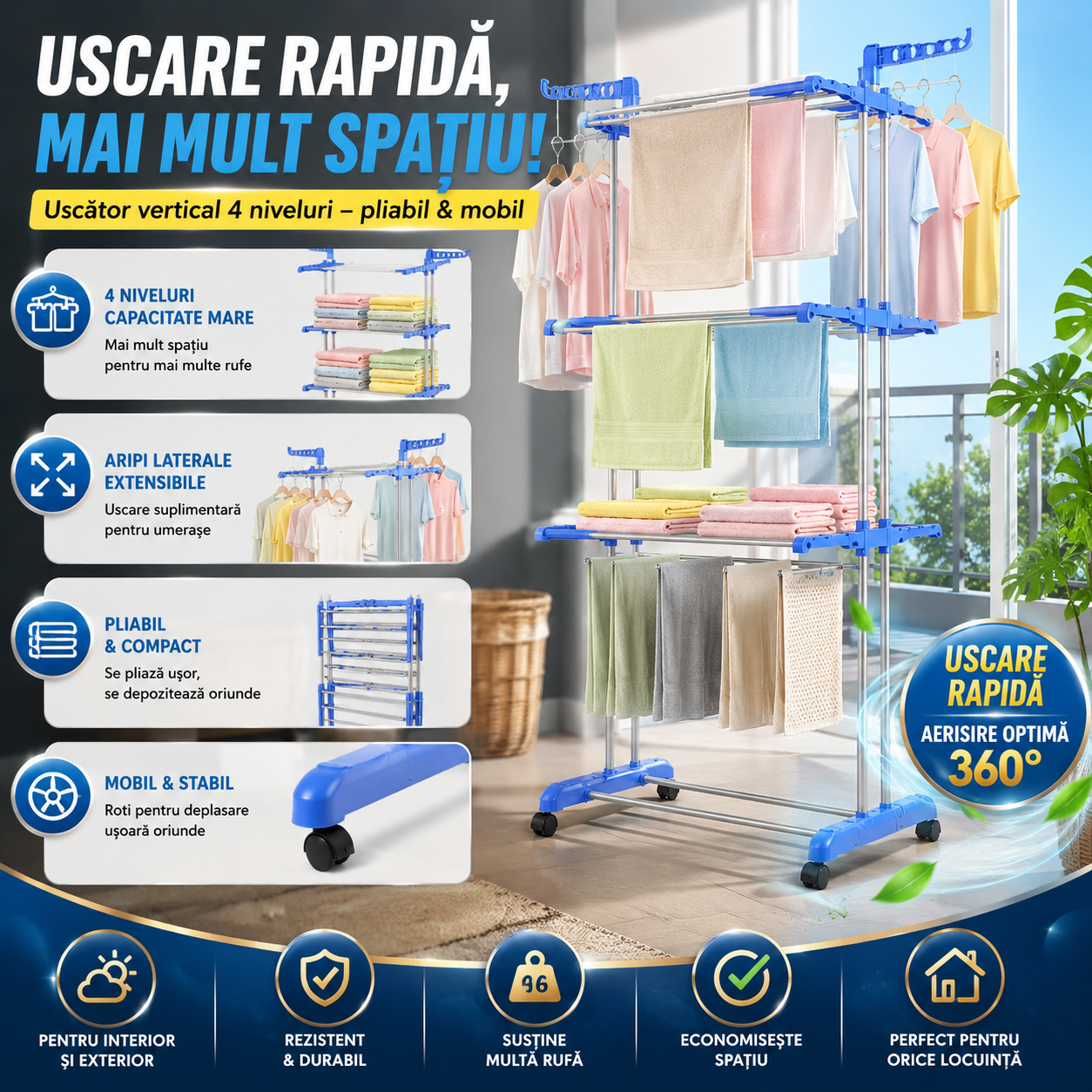 Uscător Pliabil Cu 4 Etaje DryMax™