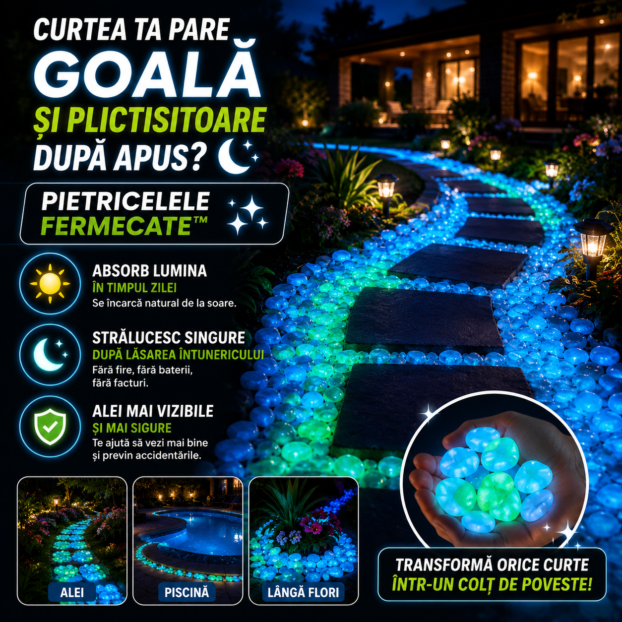 Pietricelele Fermecate™ - Grădina Care Strălucește Singură Noaptea