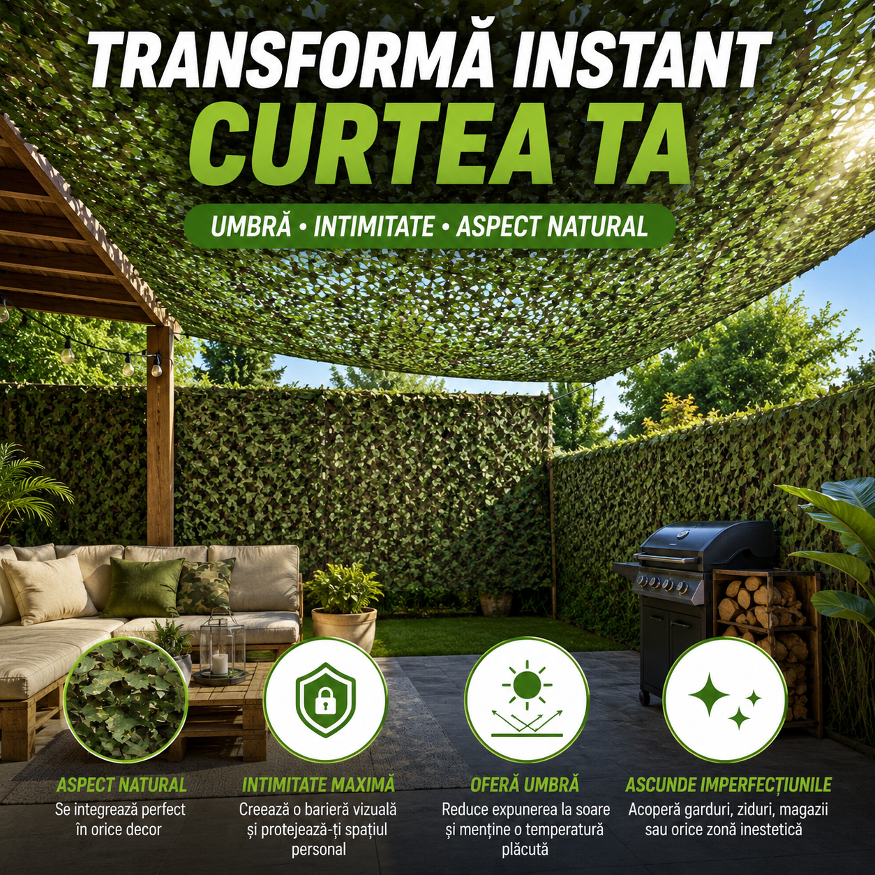 Plasă Decorativă Pentru Curte CamoShade™