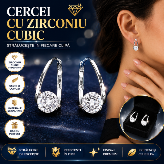 Cercei Eleganți cu Zirconiu Cubic DiamondShine™