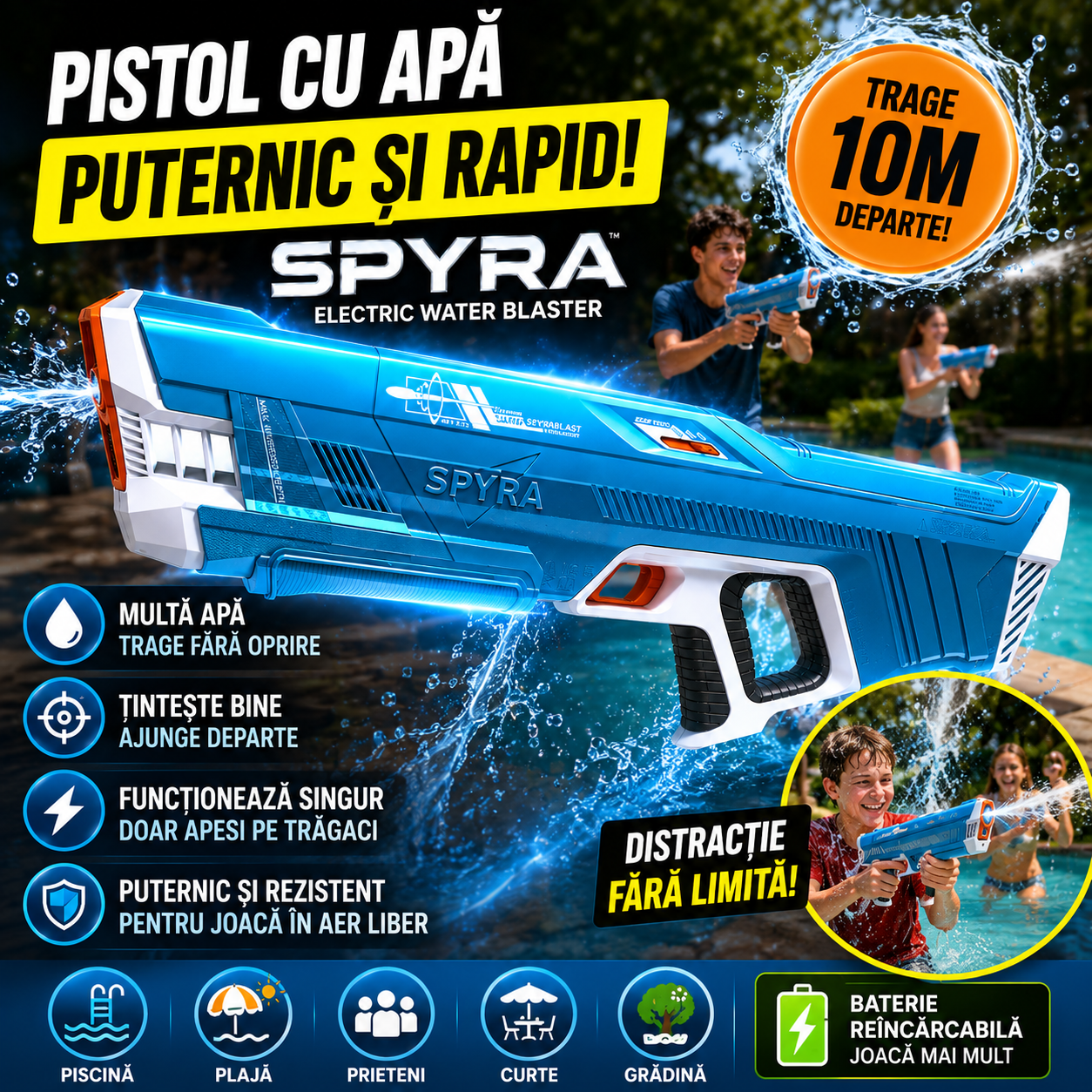 Pistol Electric cu Apă AquaBlast™