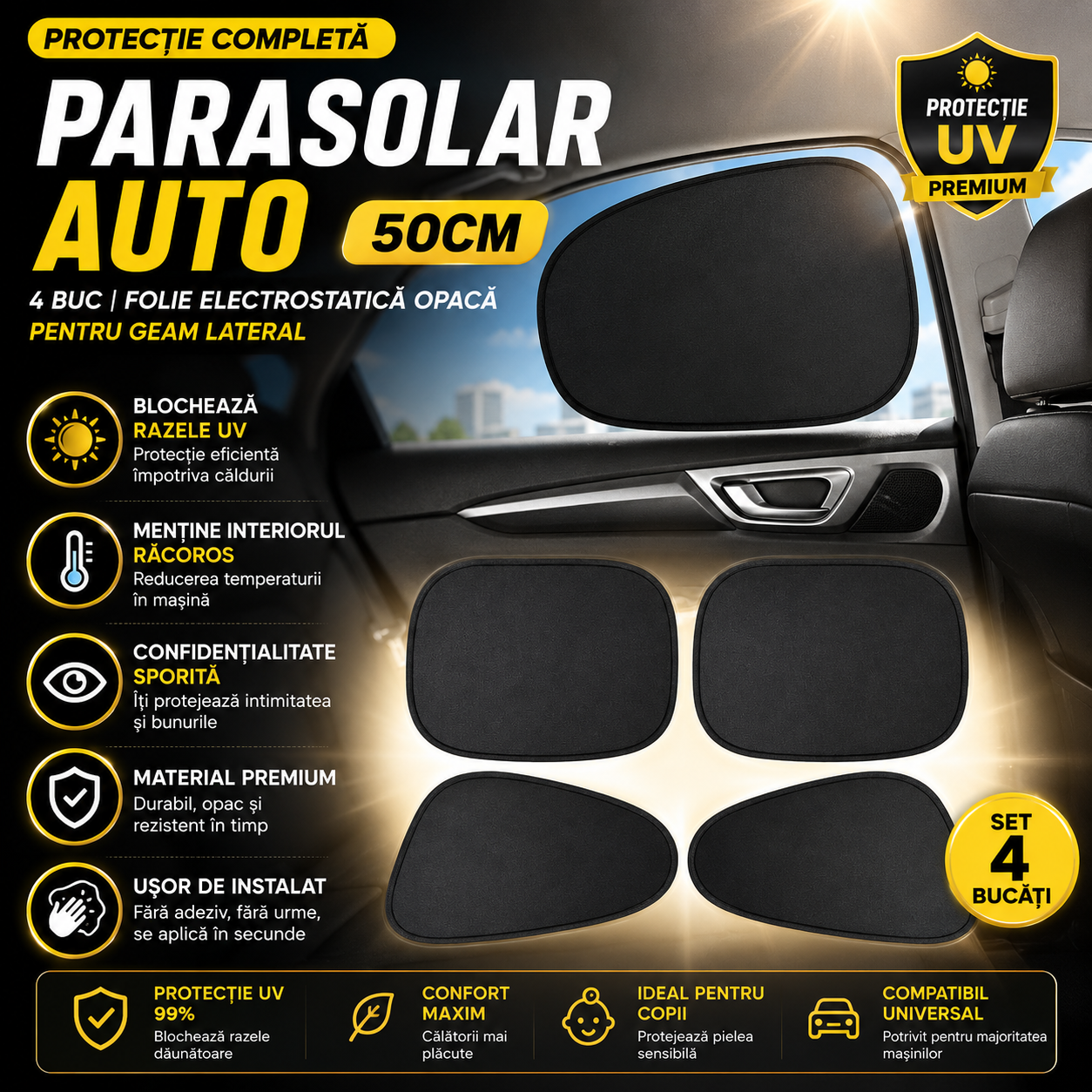 Parasolar Auto pentru Geam Lateral SunBlock™